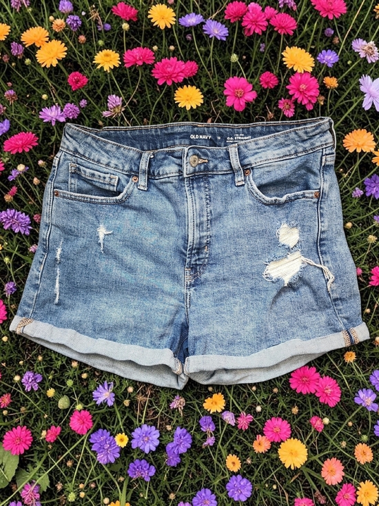 Old Navy Pants - Old Navy Light Blue Distressed Rolled Cuff Denim Shorts
